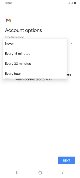 Press the required setting.