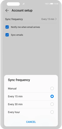 Press the required setting.
