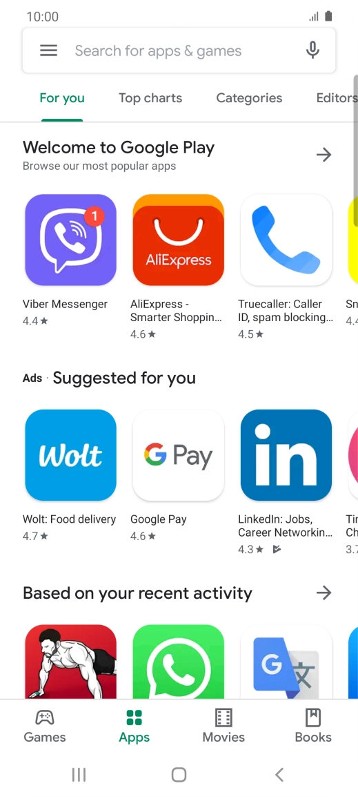 Press the search field.