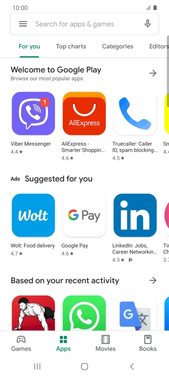 Slide your finger right starting from the left side of the screen.