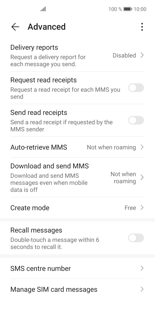 Press SMS centre number.