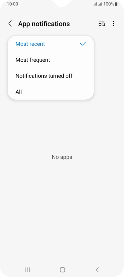 Press the required setting.
