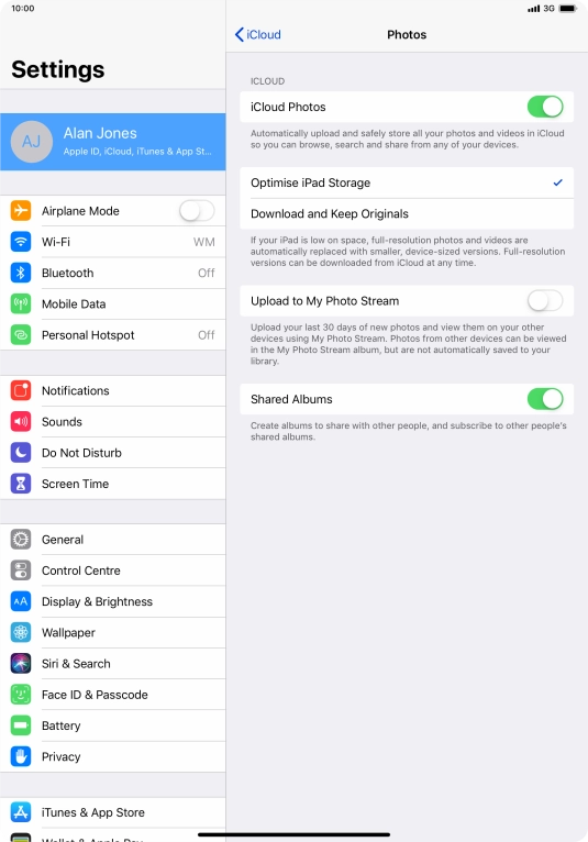 Press the indicator next to 