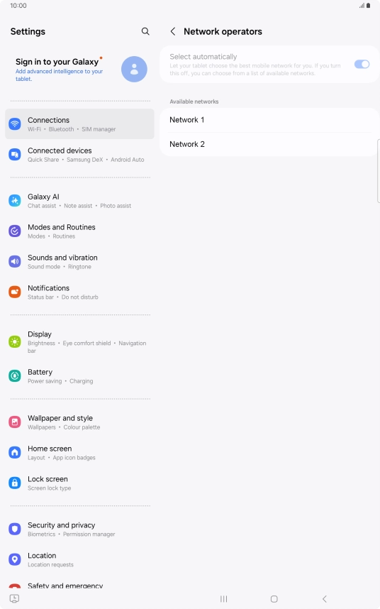 Press the required network.