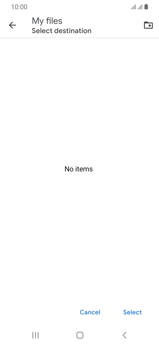To create a new folder, press the new folder icon and follow the instructions on the screen to create a new folder.