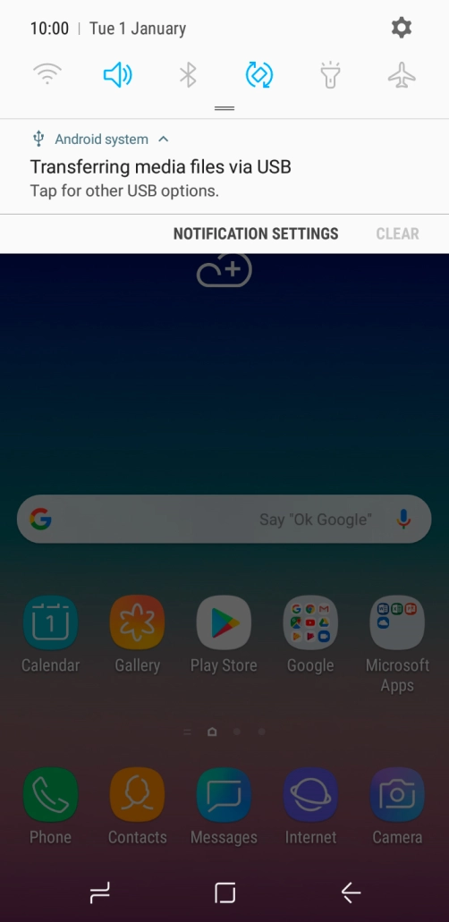 Press Tap for other USB options..