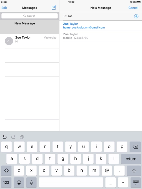 Press the required contact.