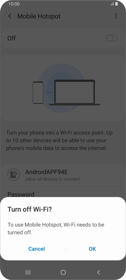 If Wi-Fi is turned on, press OK.