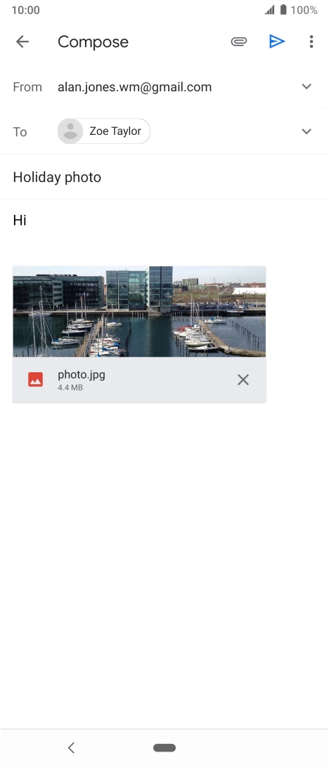 Press the send icon when you've finished your email.