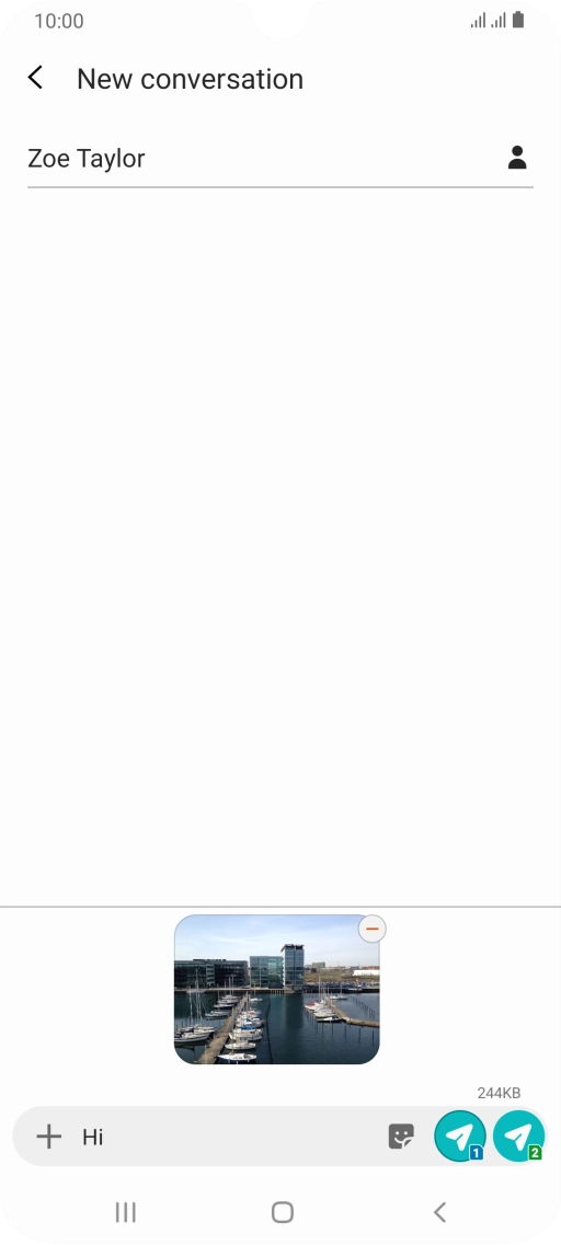 Press the send icon when you've finished your MMS.