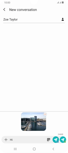 Press the send icon when you've finished your MMS.