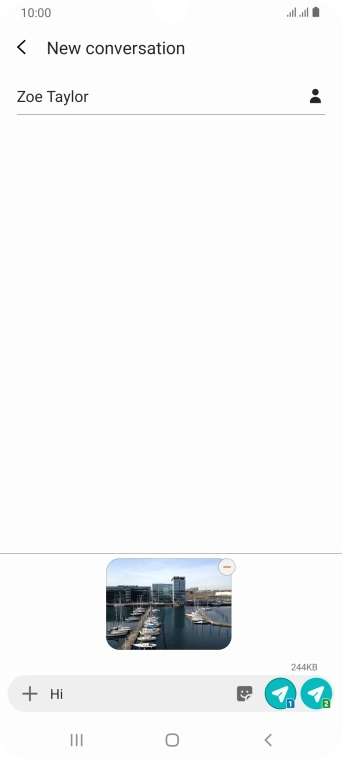Press the send icon when you've finished your MMS.