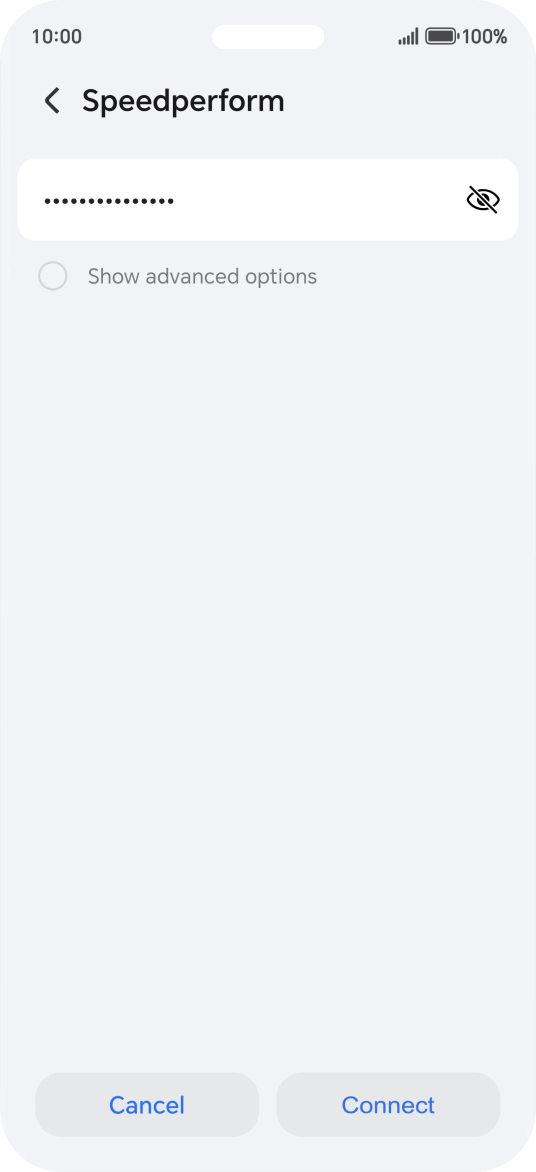 Key in the password for the Wi-Fi network and press Connect.