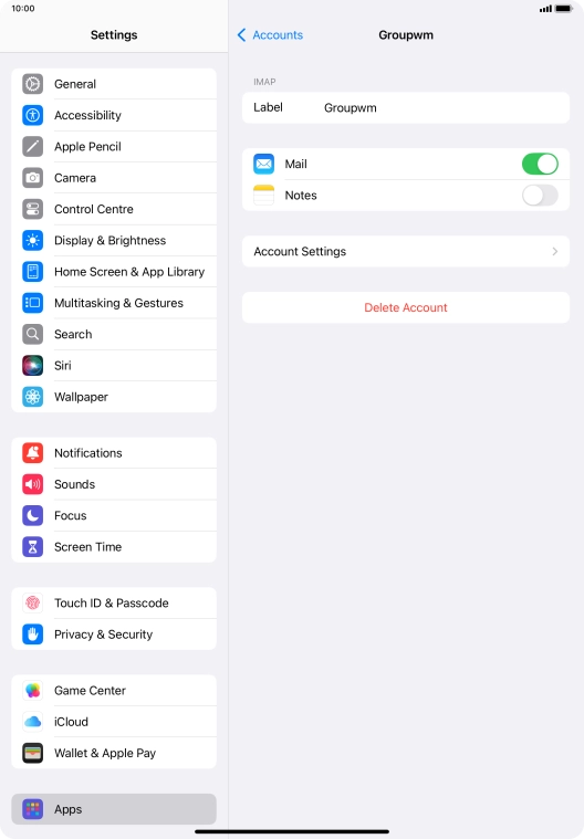 Press Account Settings.