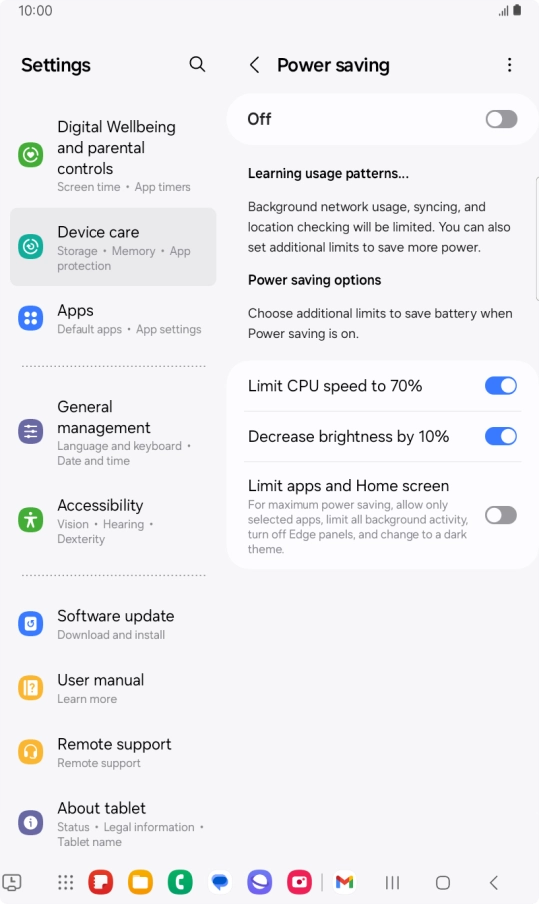 Press the indicators next to the required settings.