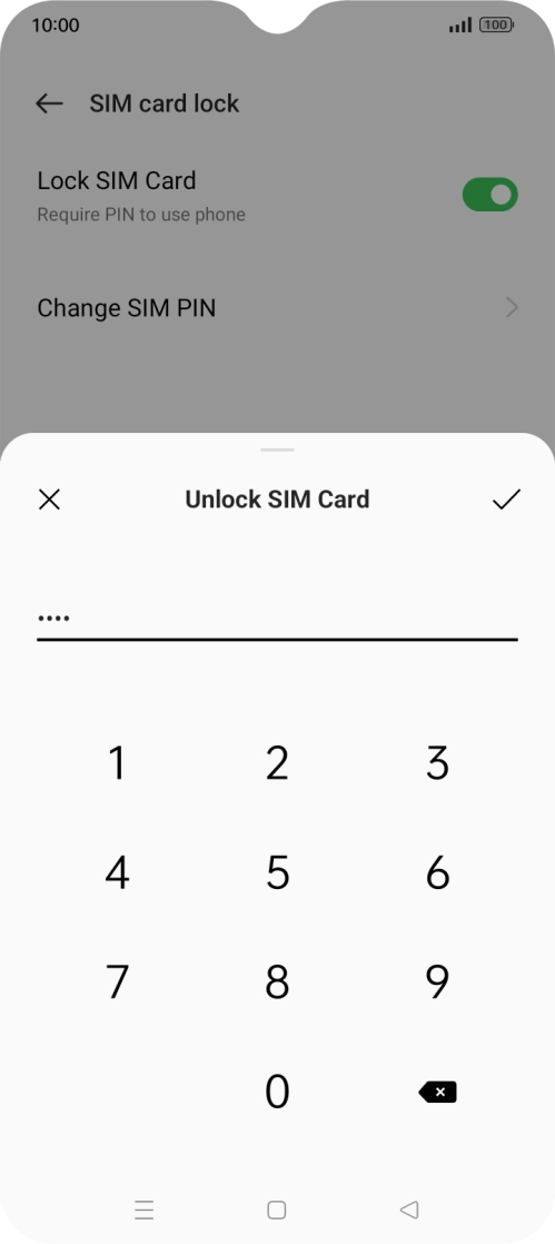 Key in your PIN and press the confirm icon. The default PIN is 1111.