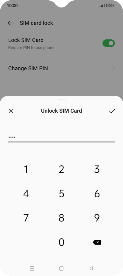 Key in your PIN and press the confirm icon. The default PIN is 1111.