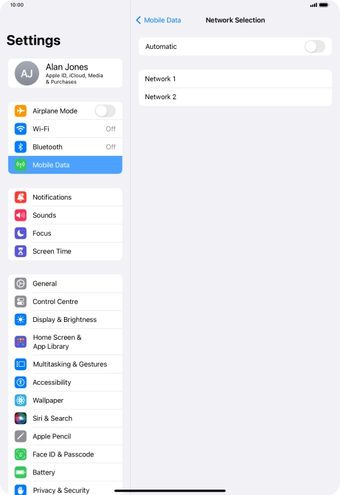 If you turn off the function, press the required network.