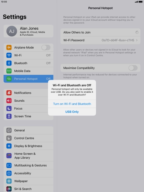 If Wi-Fi is turned off, press Turn on Wi-Fi and Bluetooth.