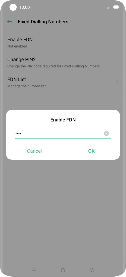 Key in your PIN2 and press OK. The default PIN2 is 0000.