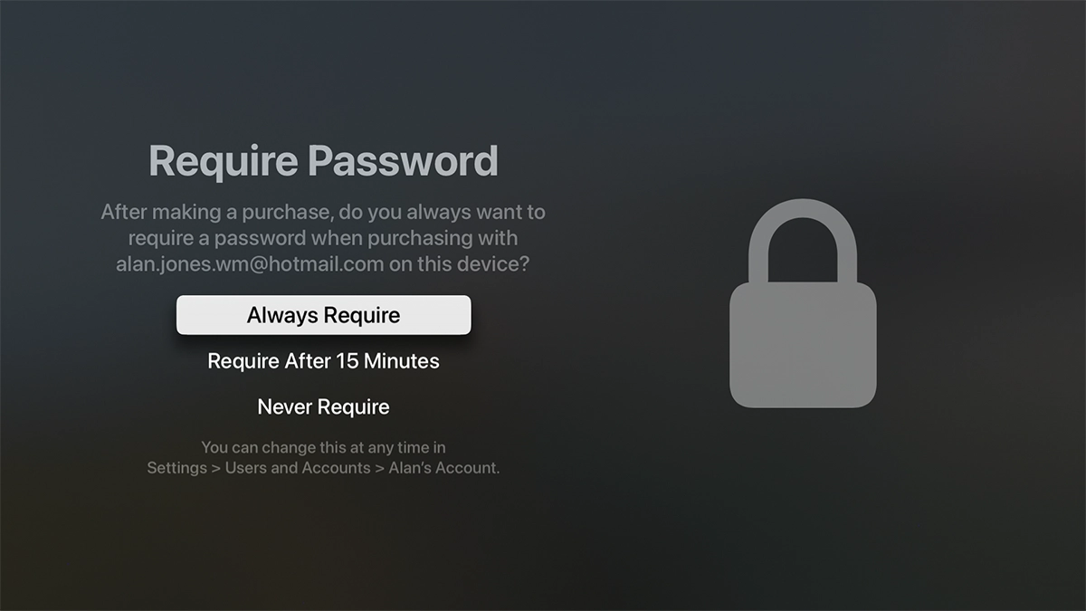 Highlight the required setting.