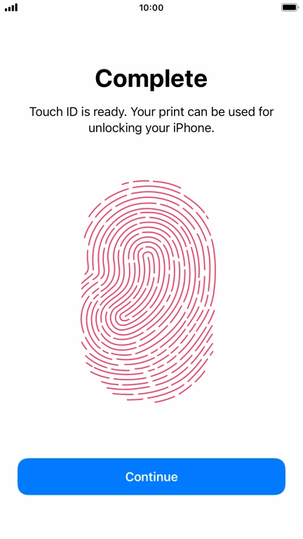 Press Continue. If you haven't previously selected a phone lock code, key in a code of your own choice twice.