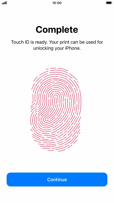 Press Continue. If you haven't previously selected a phone lock code, key in a code of your own choice twice.