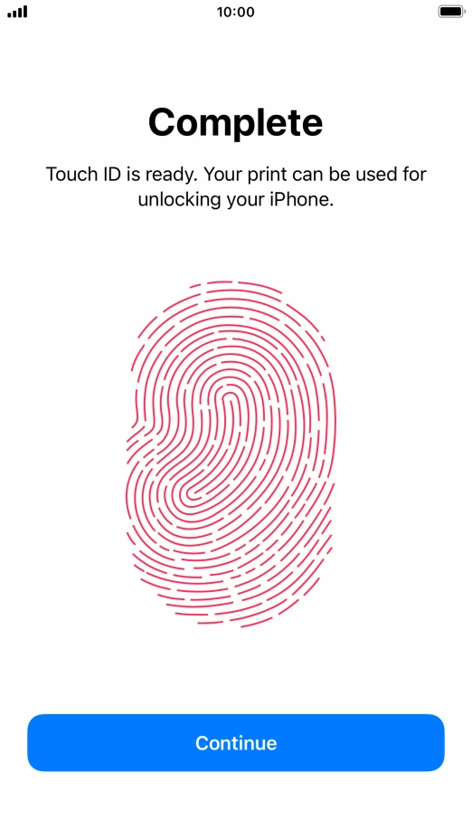 Press Continue. If you haven't previously selected a phone lock code, key in a code of your own choice twice.