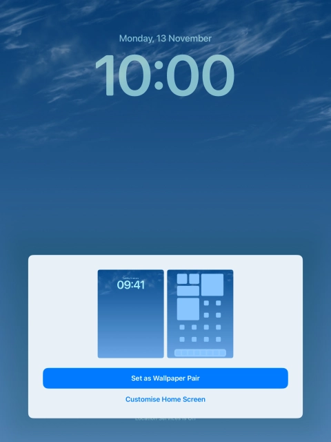 To use the same colour theme on the home screen, press Set as Wallpaper Pair.