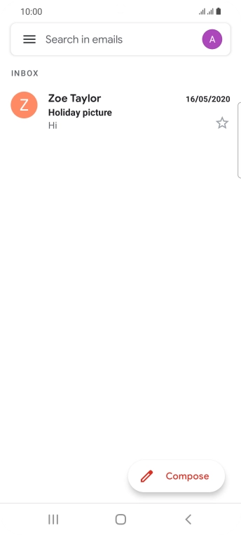 Press the email account icon.