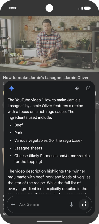 The answer from Gemini to your question is displayed.