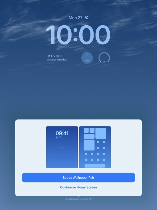 To use the same colour theme on the home screen, press Set as Wallpaper Pair.