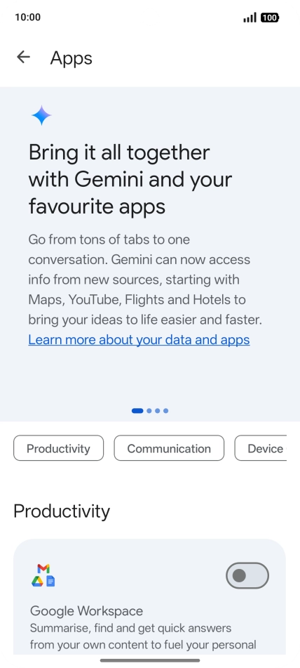 Press the indicator next to the required extension to turn on the function.
