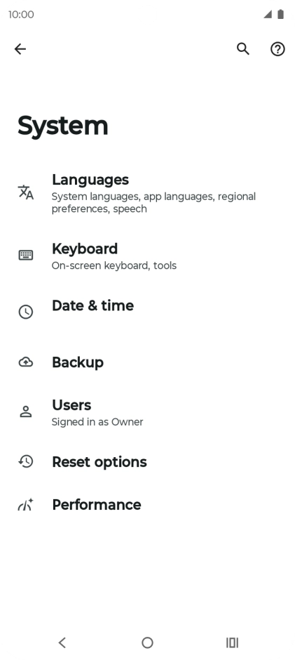 Press Reset options.