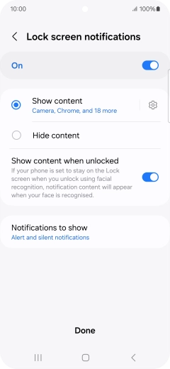 Press the required settings to turn them on or off.
