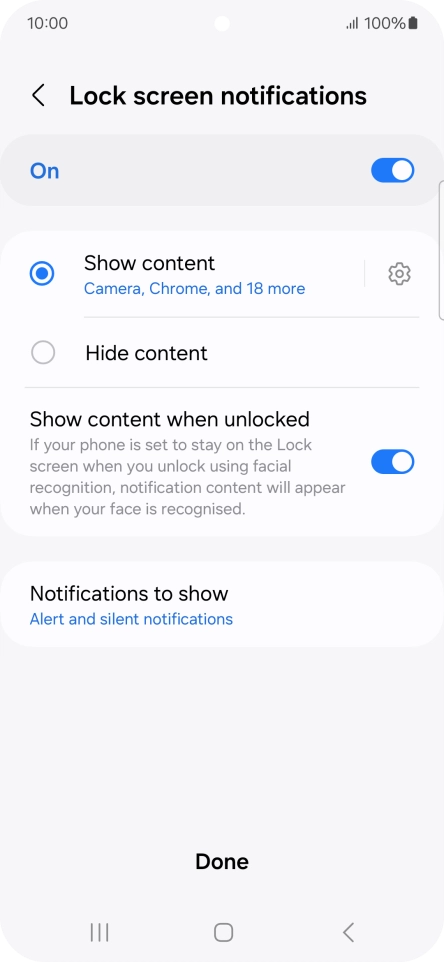 Press the required settings to turn them on or off.