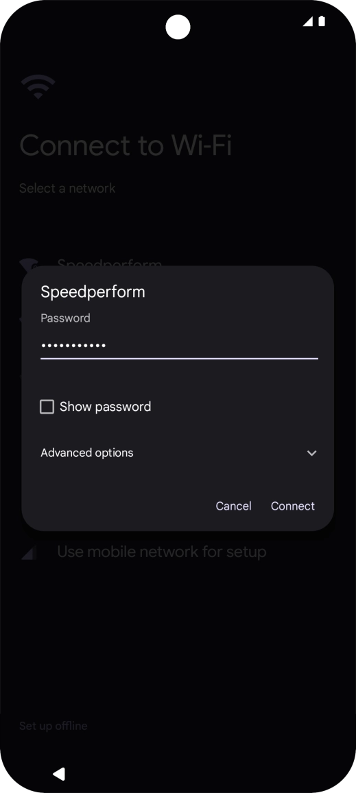 Key in the password for the Wi-Fi network and press Connect.