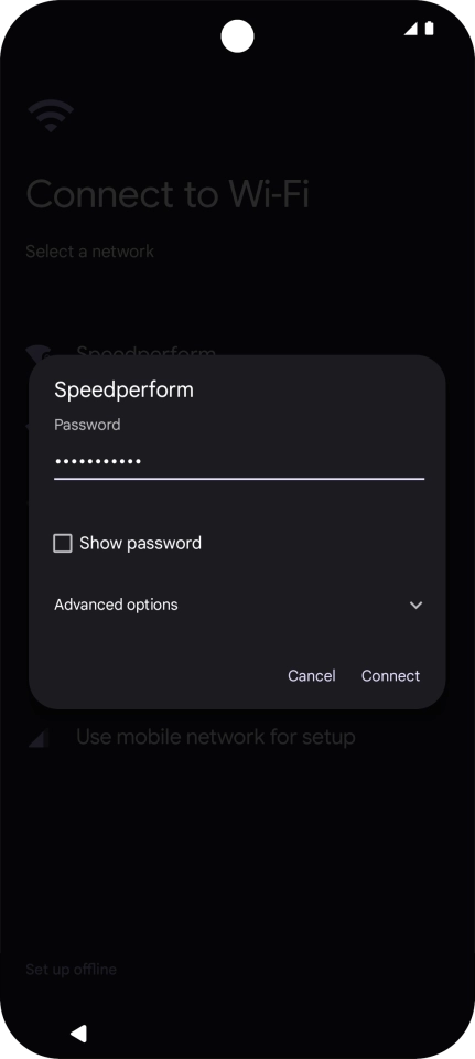 Key in the password for the Wi-Fi network and press Connect.