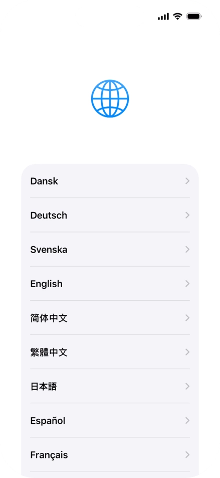 Press the required language.