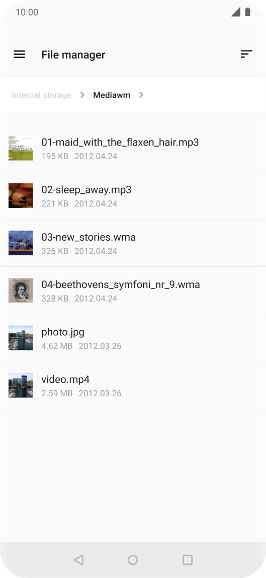 Press the required file.