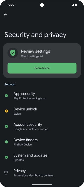 Press Device unlock.
