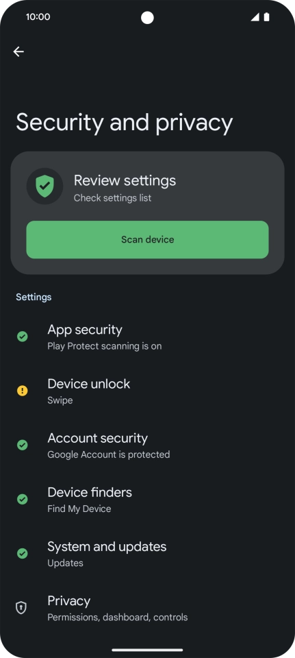 Press Device unlock.