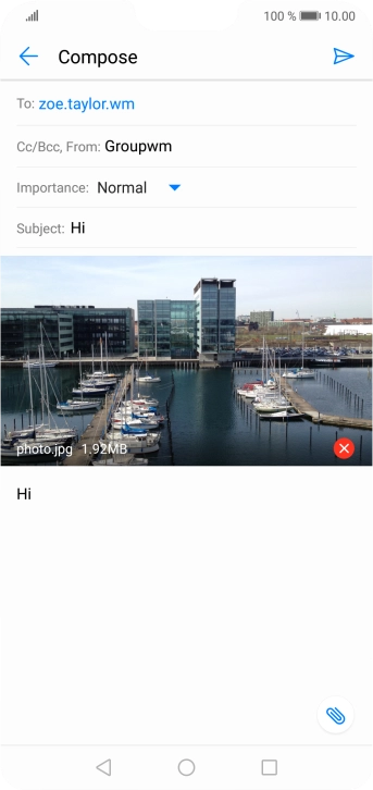 Press the send icon when you've finished your email.