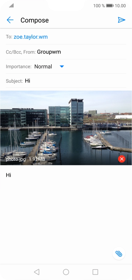 Press the send icon when you've finished your email.
