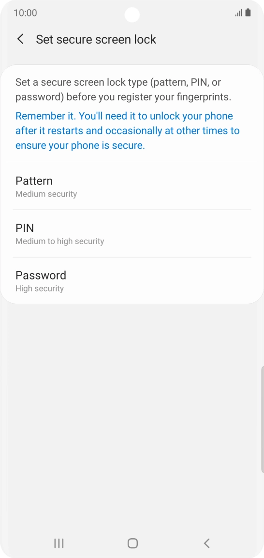 Press the required phone lock code and follow the instructions on the screen to create an additional phone lock code.