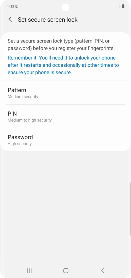 Press the required phone lock code and follow the instructions on the screen to create an additional phone lock code.