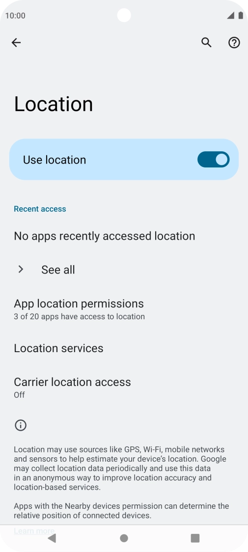 Press App location permissions.