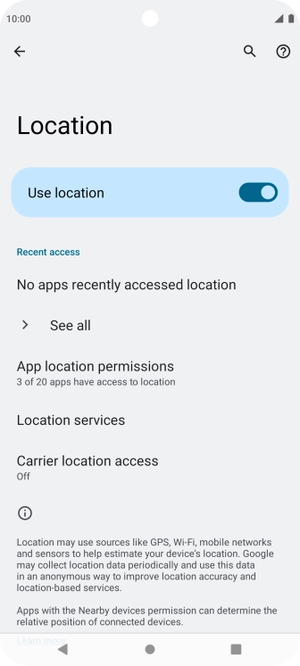 Press App location permissions.