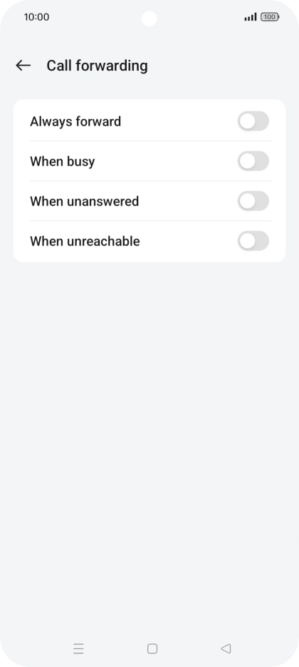 Press the indicator next to the required divert type.