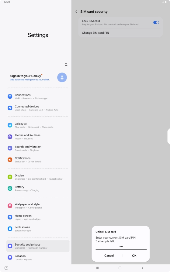 Key in your PIN and press OK. The default PIN is 1111.